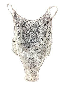 Lace Bodysuit*White Floral*Sheer*Cosplay*Femboy*Sissy*By LA With Love*Small*NWOT